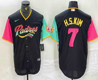 Mens San Diego Padres #7 Ha Seong Kim Black NEW 2023 City Connect Cool Base Stitched Jersey->san diego padres->MLB Jersey